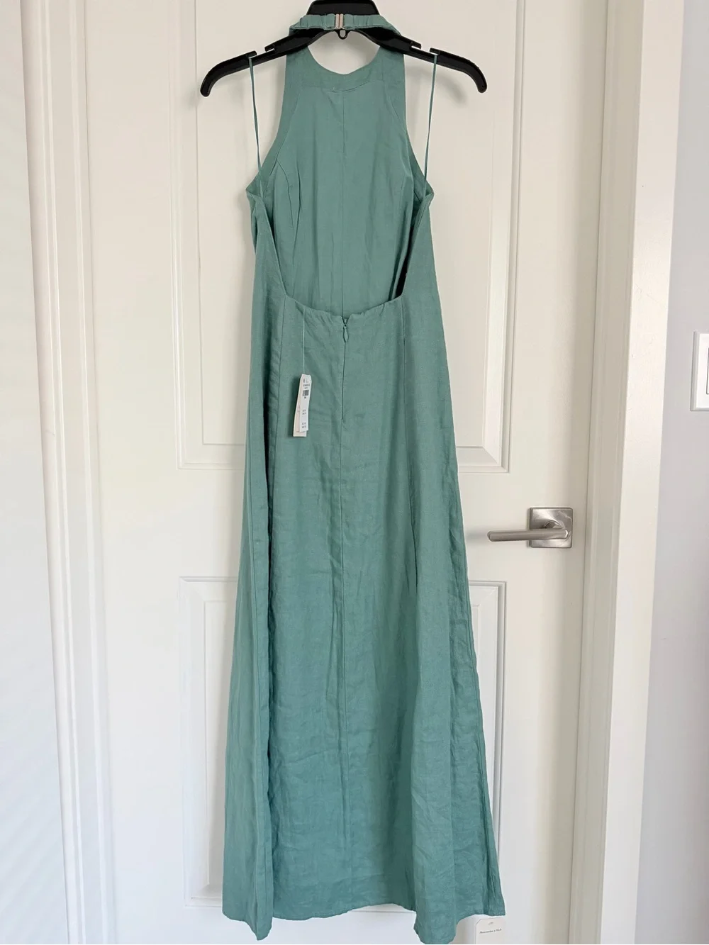 Premium Linen High-Neck Maxi Dress